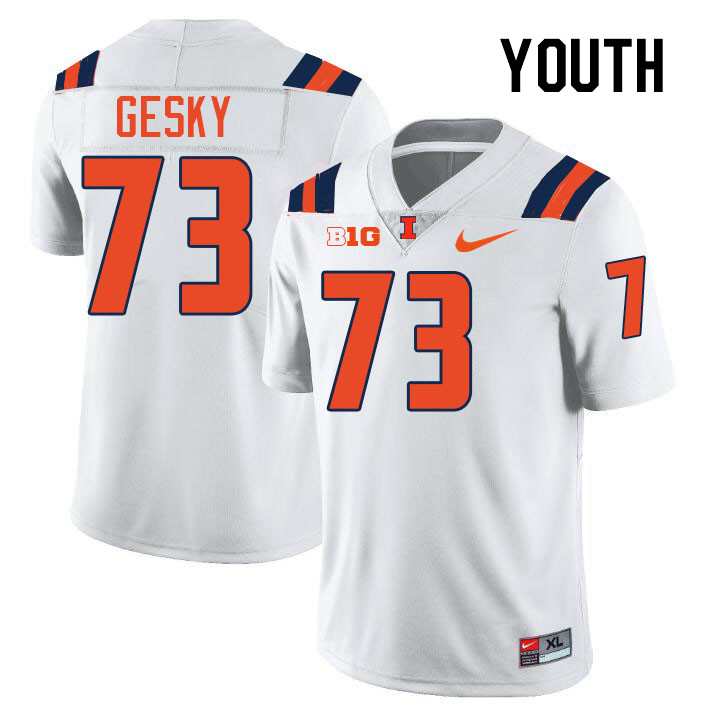 Youth #73 Josh Gesky Illinois Fighting Illini College Football Jerseys Stitched-White